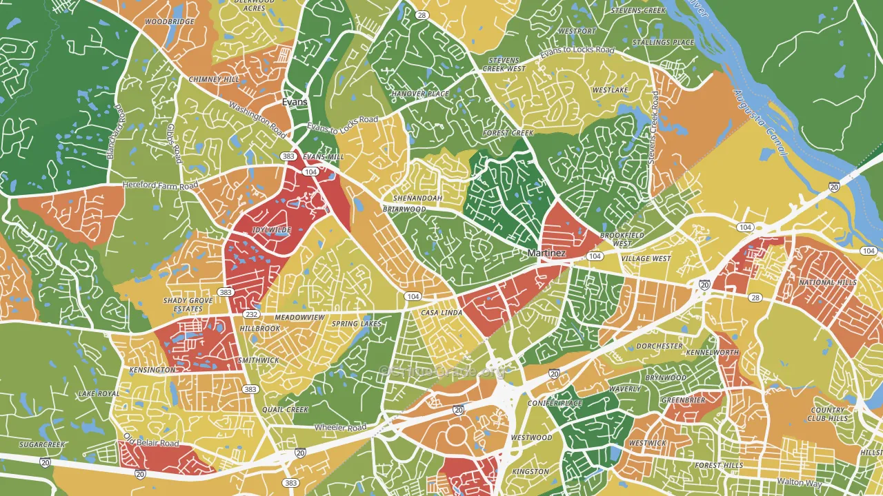 Martinez, GA Map of Arson Rates