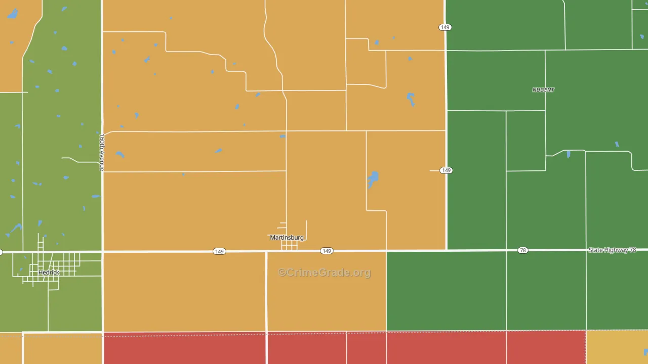 Martinsburg, IA Map of Arson Rates