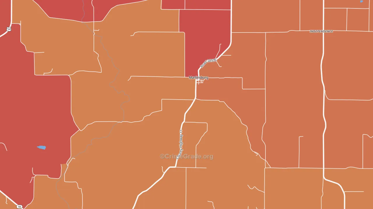 Martinsburg, IL Map of Arson Rates