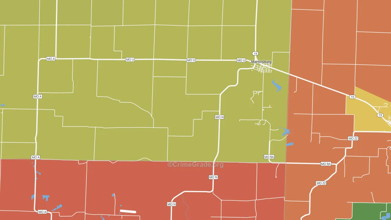 Martinsburg, MO Map of Arson Rates