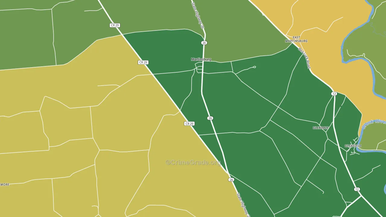 Martinsburg, NY Map of Arson Rates