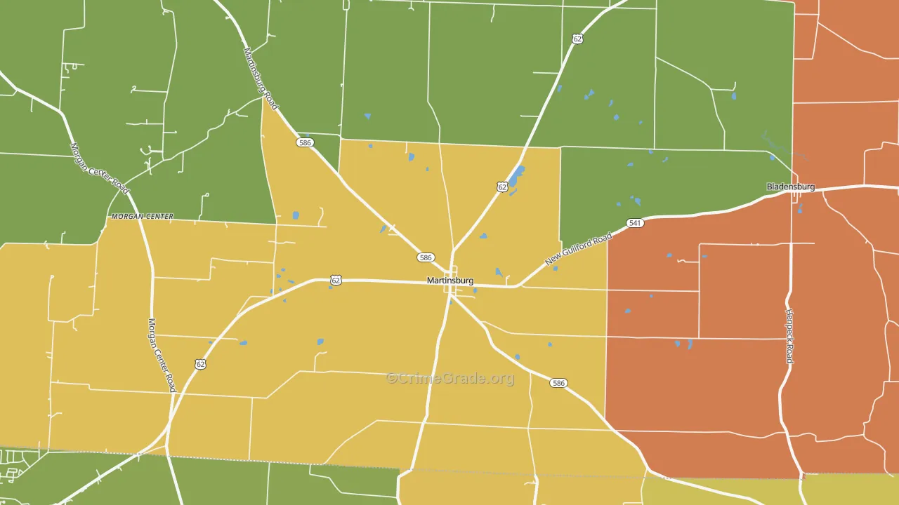 Martinsburg, OH Map of Arson Rates