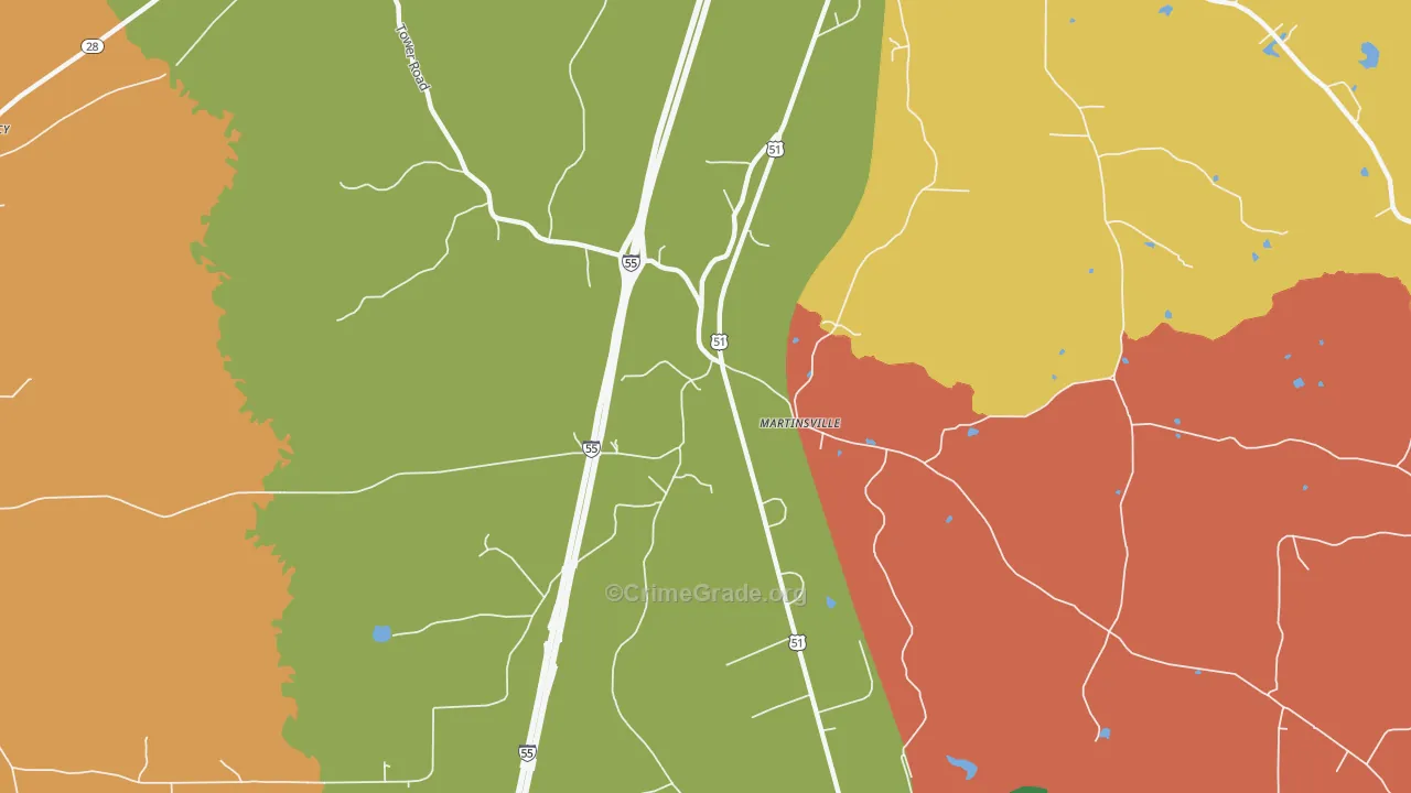 Martinsville, MS Map of Arson Rates