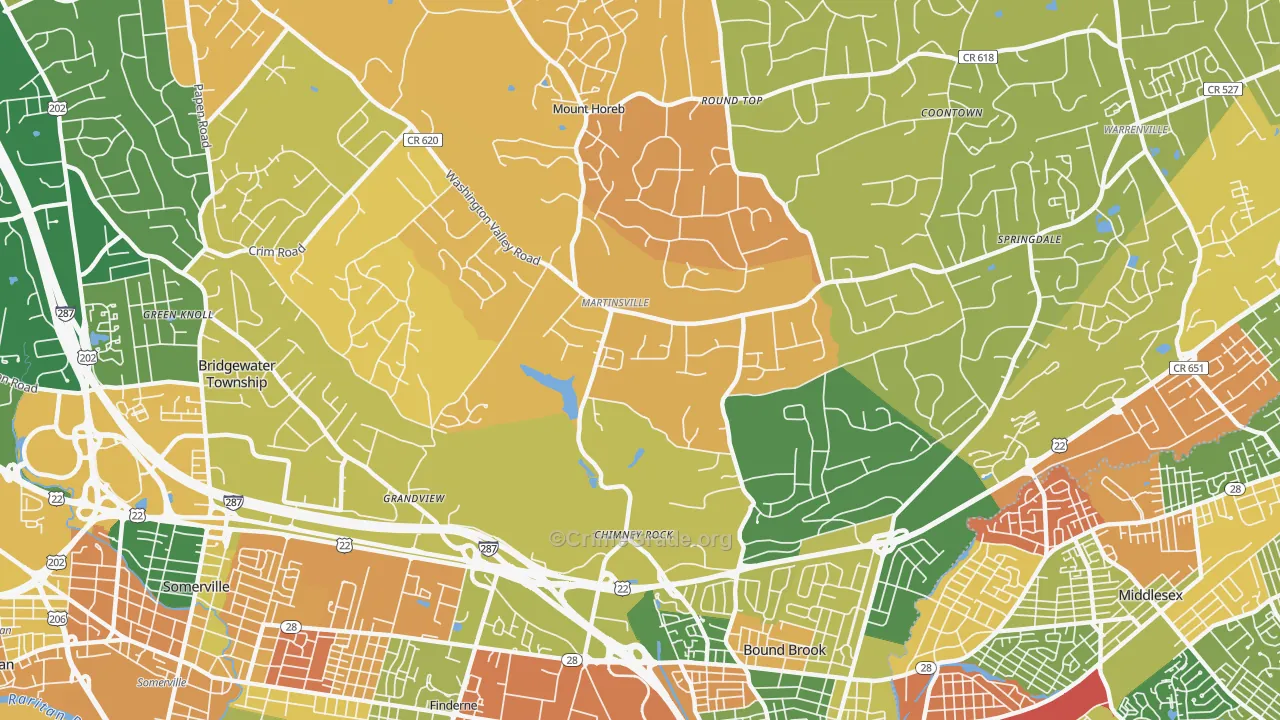 Martinsville, NJ Map of Arson Rates