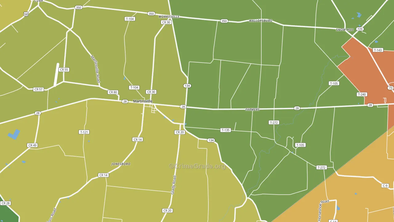 Martinsville, OH Map of Arson Rates