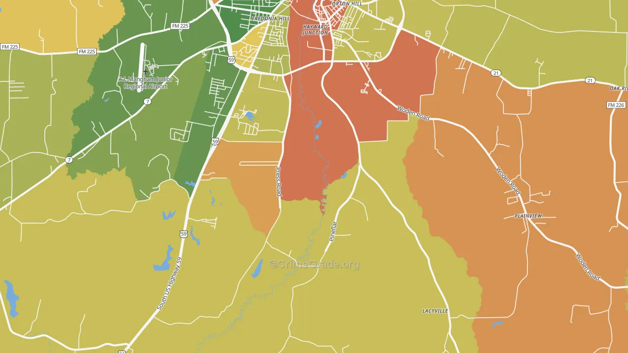 Martinsville, TX Map of Arson Rates
