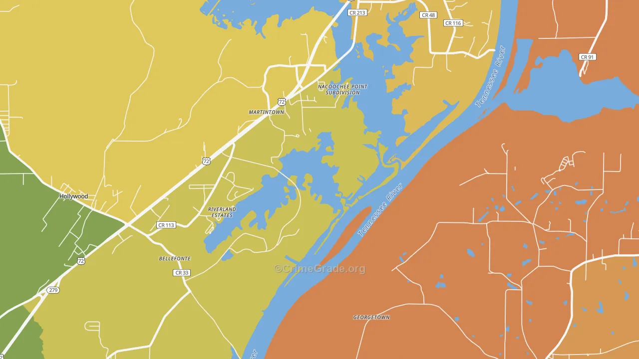 Martintown, AL Map of Arson Rates