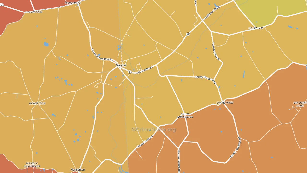 Marydel, DE Map of Arson Rates