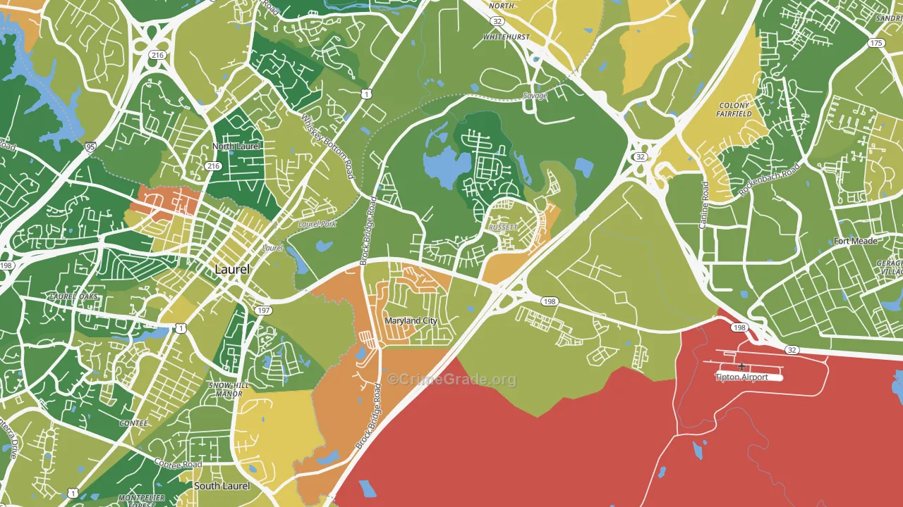 Maryland City, MD Map of Arson Rates