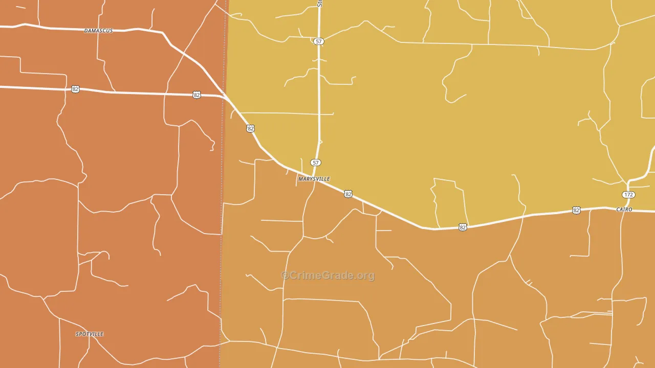 Marysville, AR Map of Arson Rates