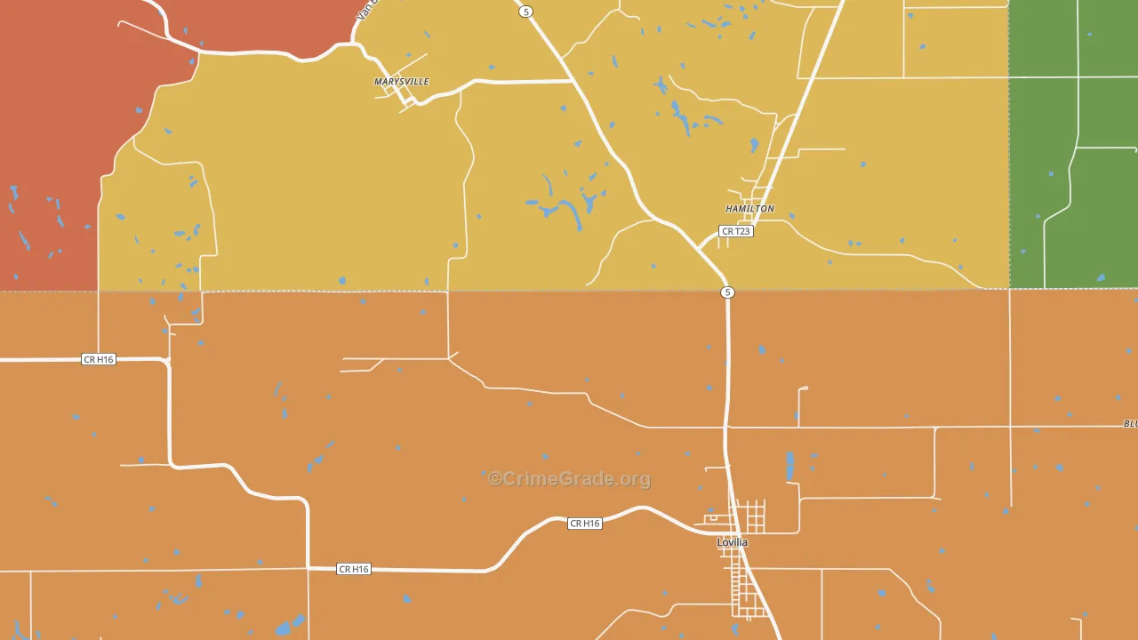 Marysville, IA Map of Arson Rates