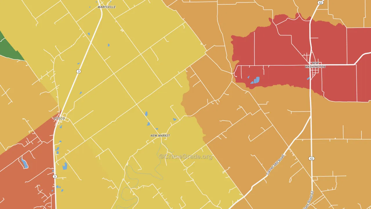 Marysville, IN Map of Arson Rates