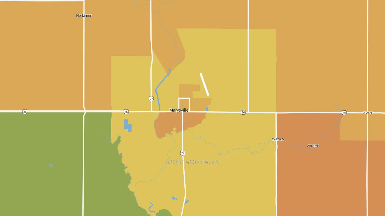 Marysville, KS Map of Arson Rates