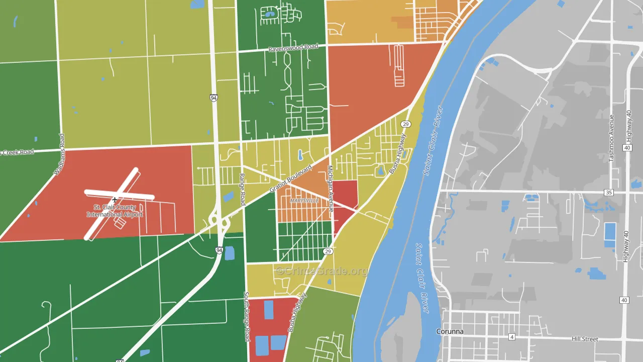 Marysville, MI Map of Arson Rates