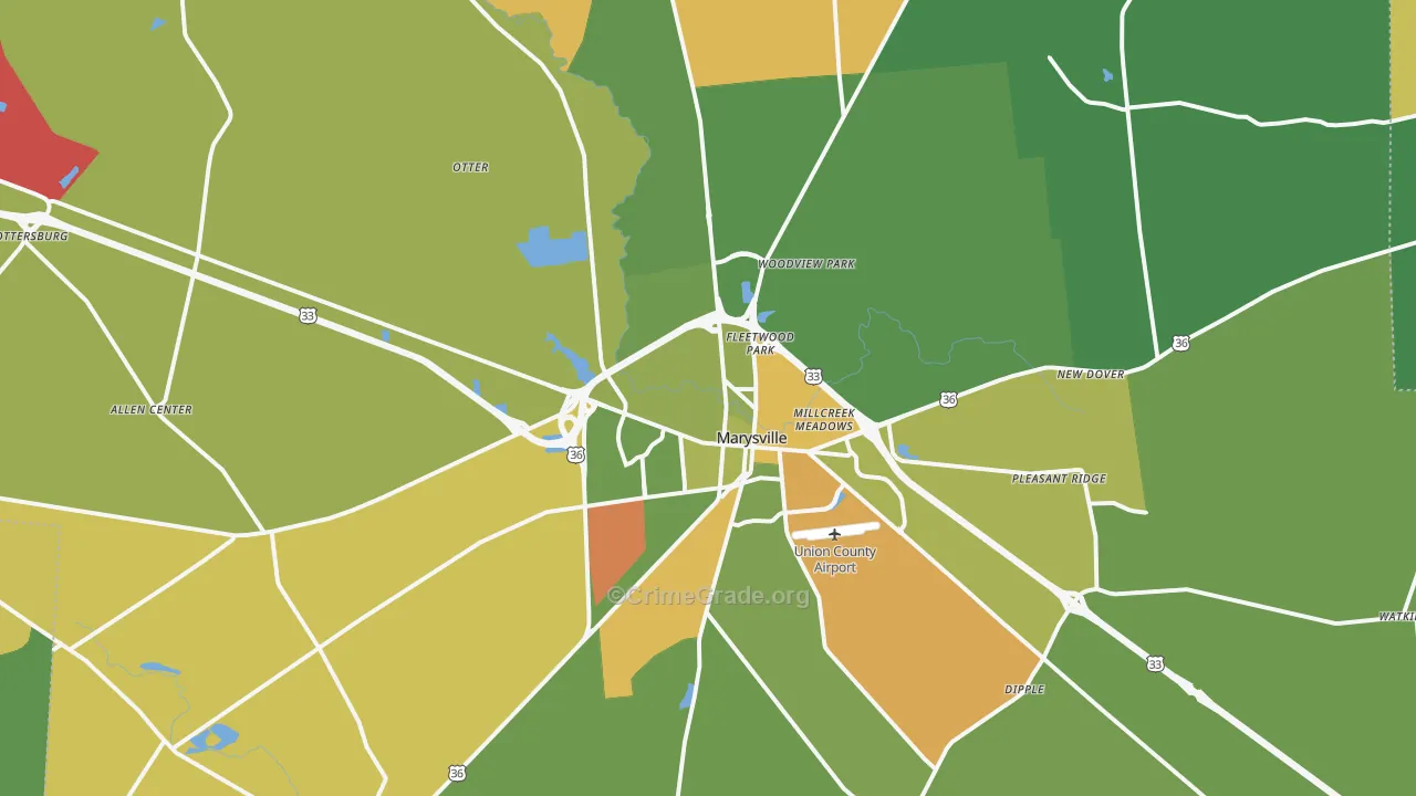 Marysville, OH Map of Arson Rates