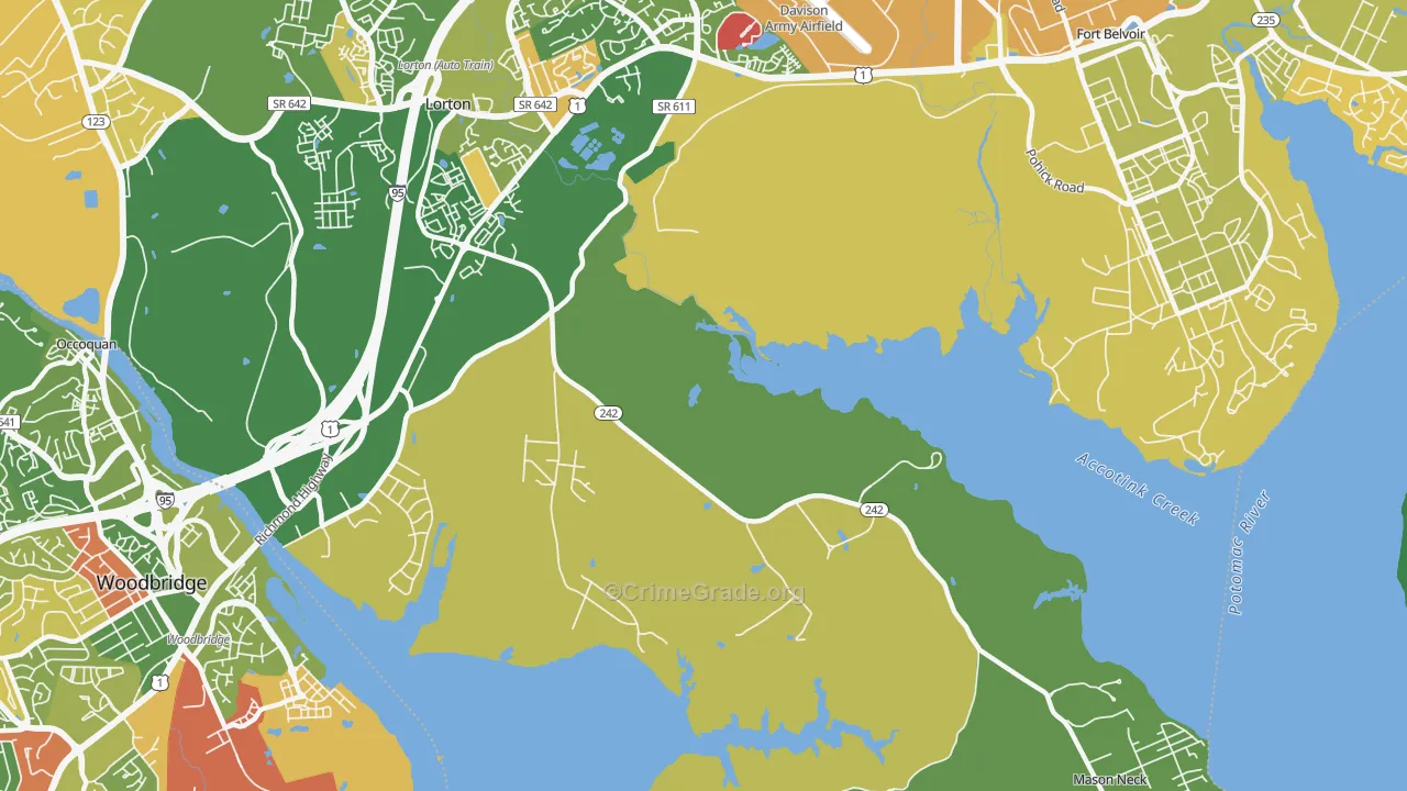Mason Neck, VA Map of Arson Rates