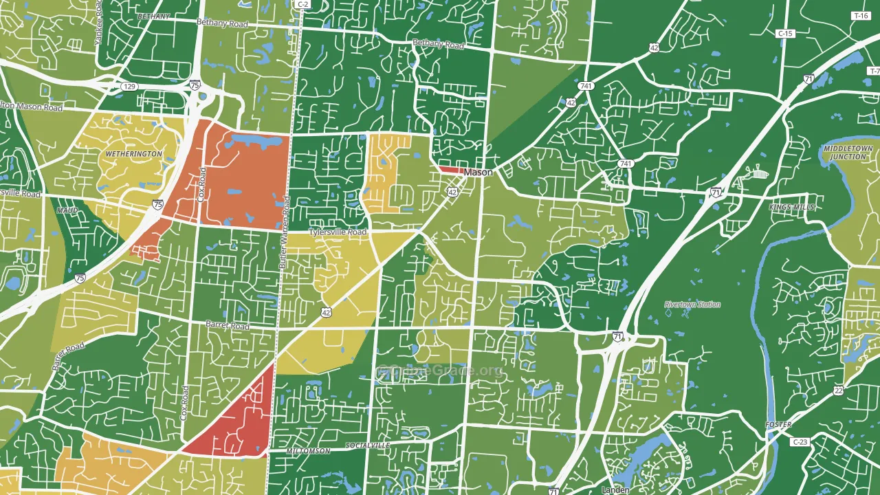 Mason, OH Map of Arson Rates