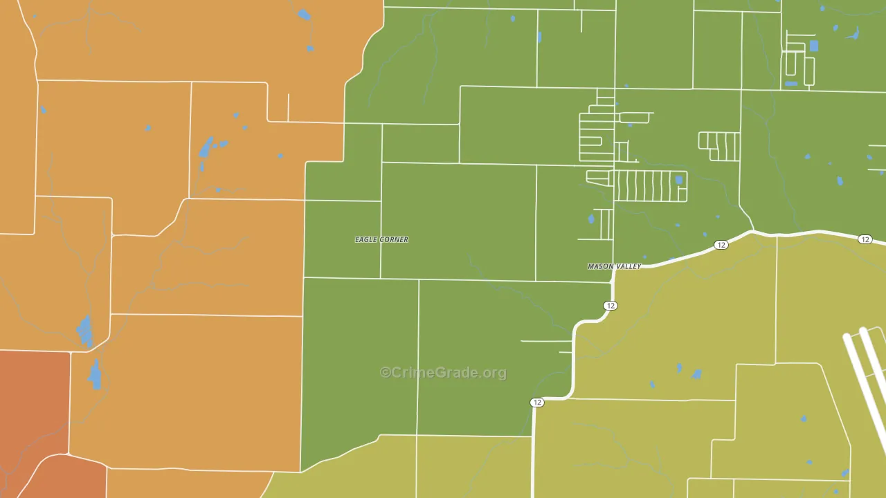 Mason Valley, AR Map of Arson Rates