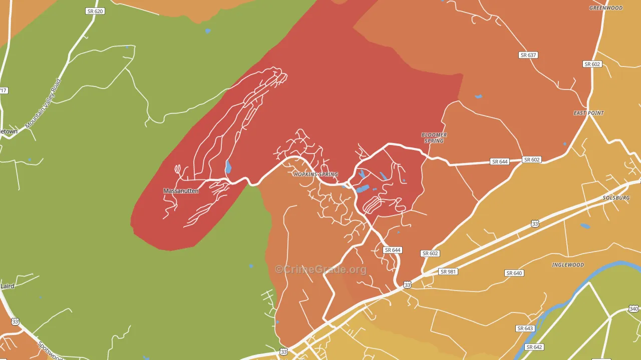Massanutten, VA Map of Arson Rates