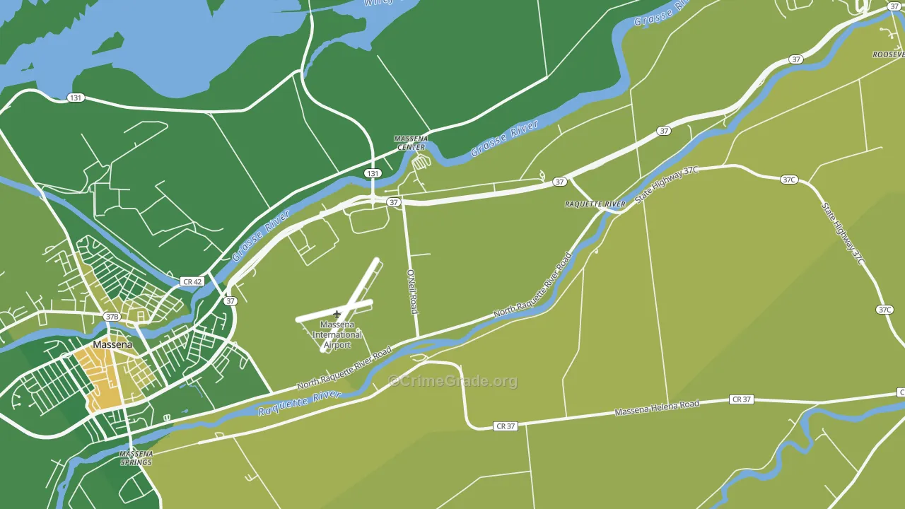 Massena Center, NY Map of Arson Rates