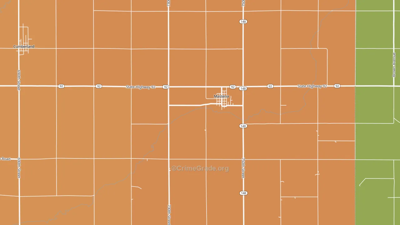 Massena, IA Map of Arson Rates