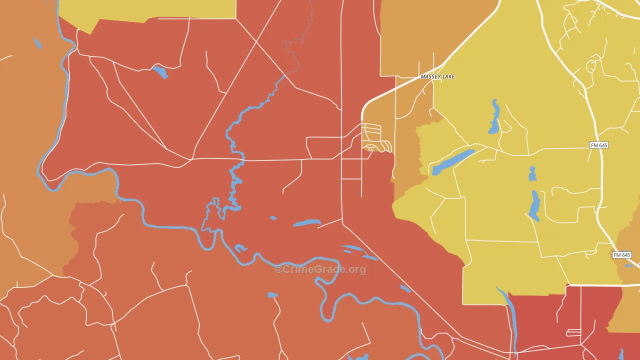Massey Lake, TX Map of Arson Rates
