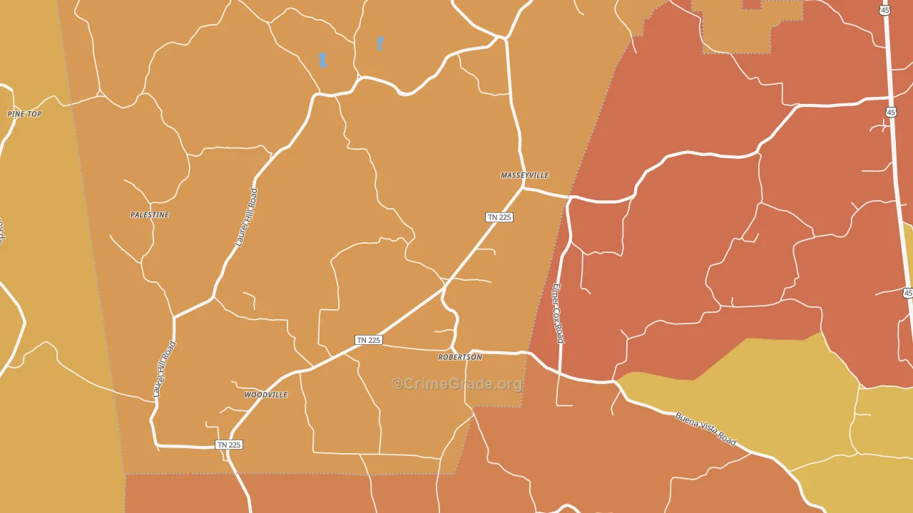 Masseyville, TN Map of Arson Rates