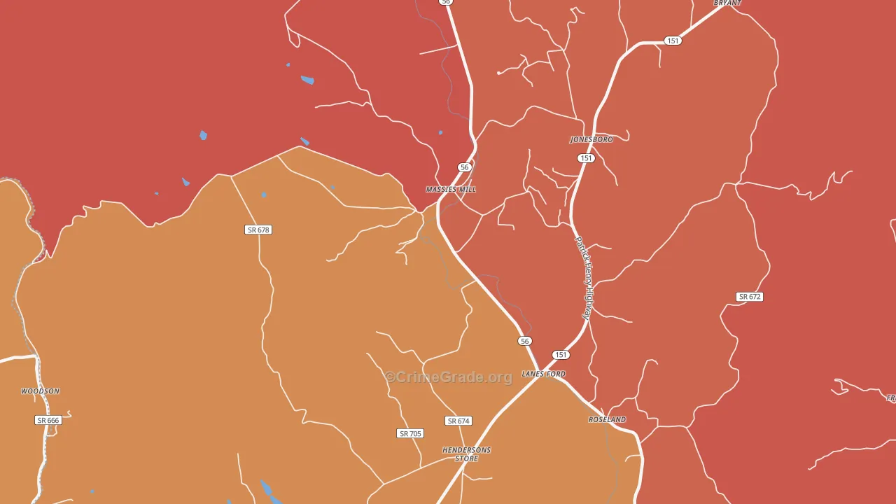 Massies Mill, VA Map of Arson Rates