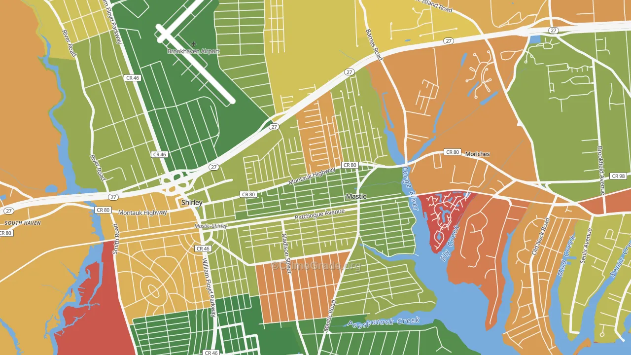 Mastic, NY Map of Arson Rates