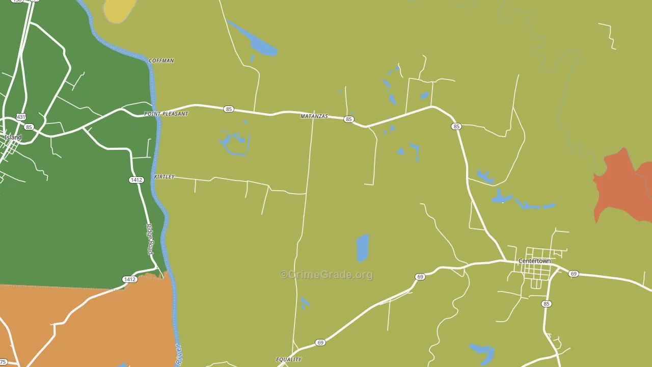 Matanzas, KY Map of Arson Rates
