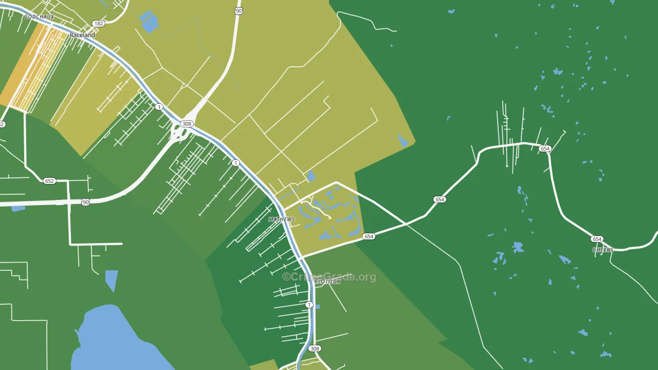Mathews, LA Map of Arson Rates