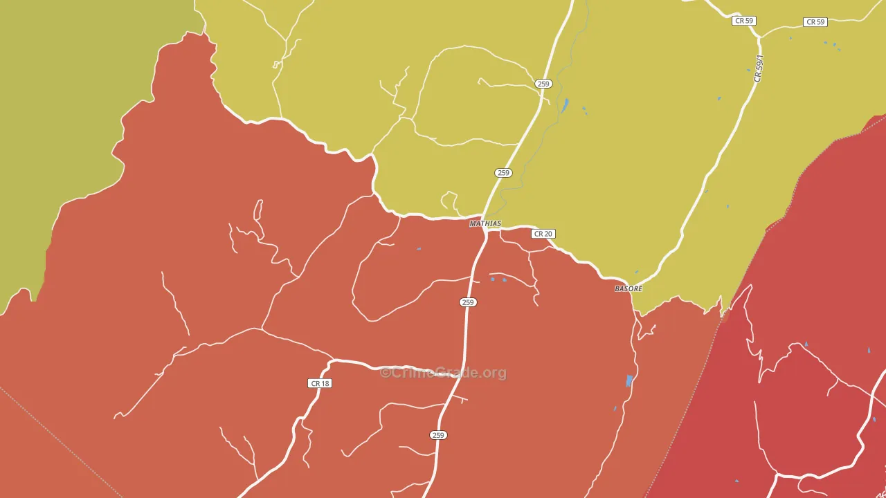 Mathias, WV Map of Arson Rates