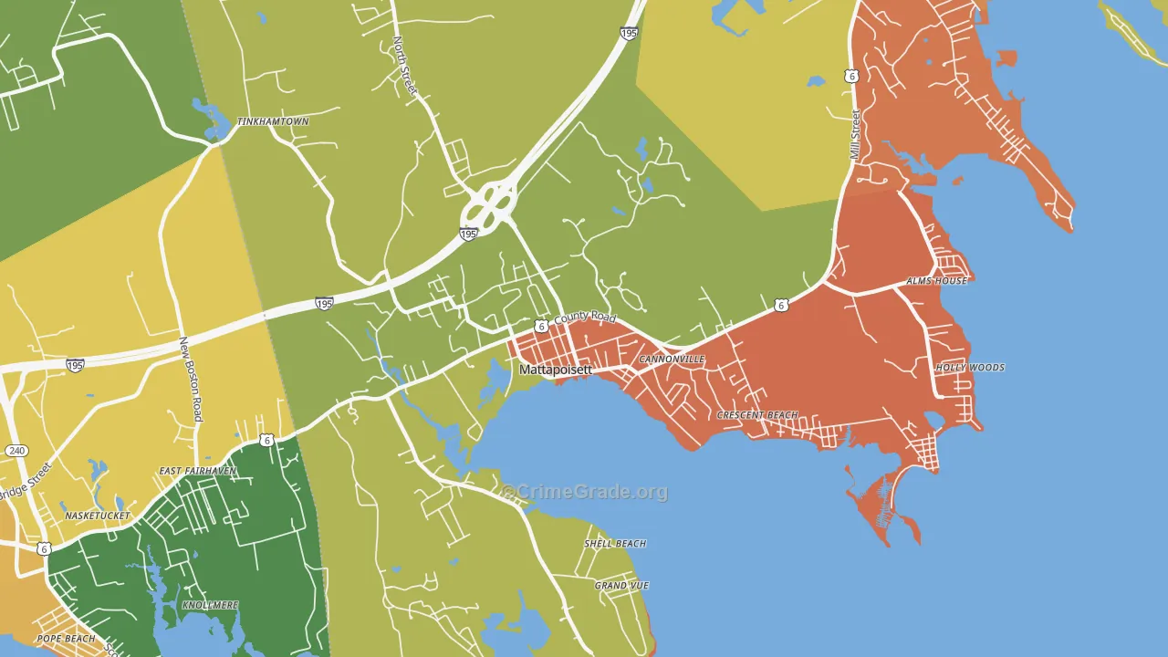 Mattapoisett Center, MA Map of Arson Rates