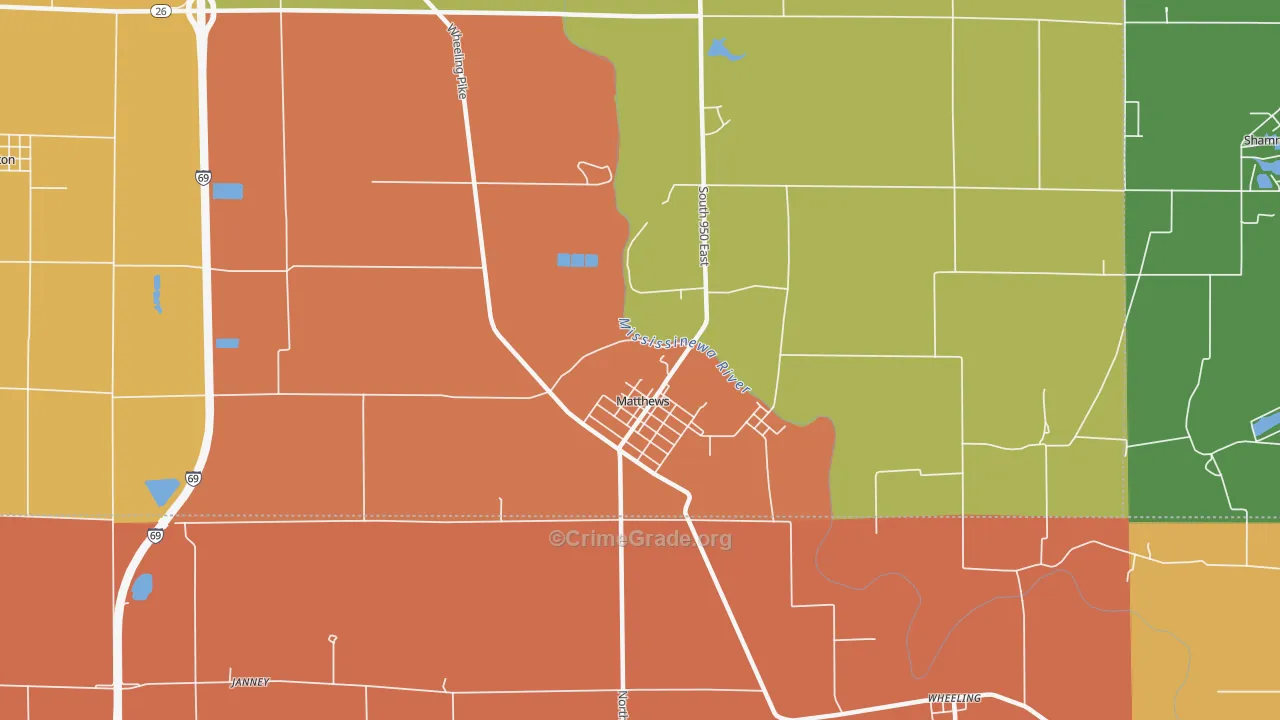 Matthews, IN Map of Arson Rates