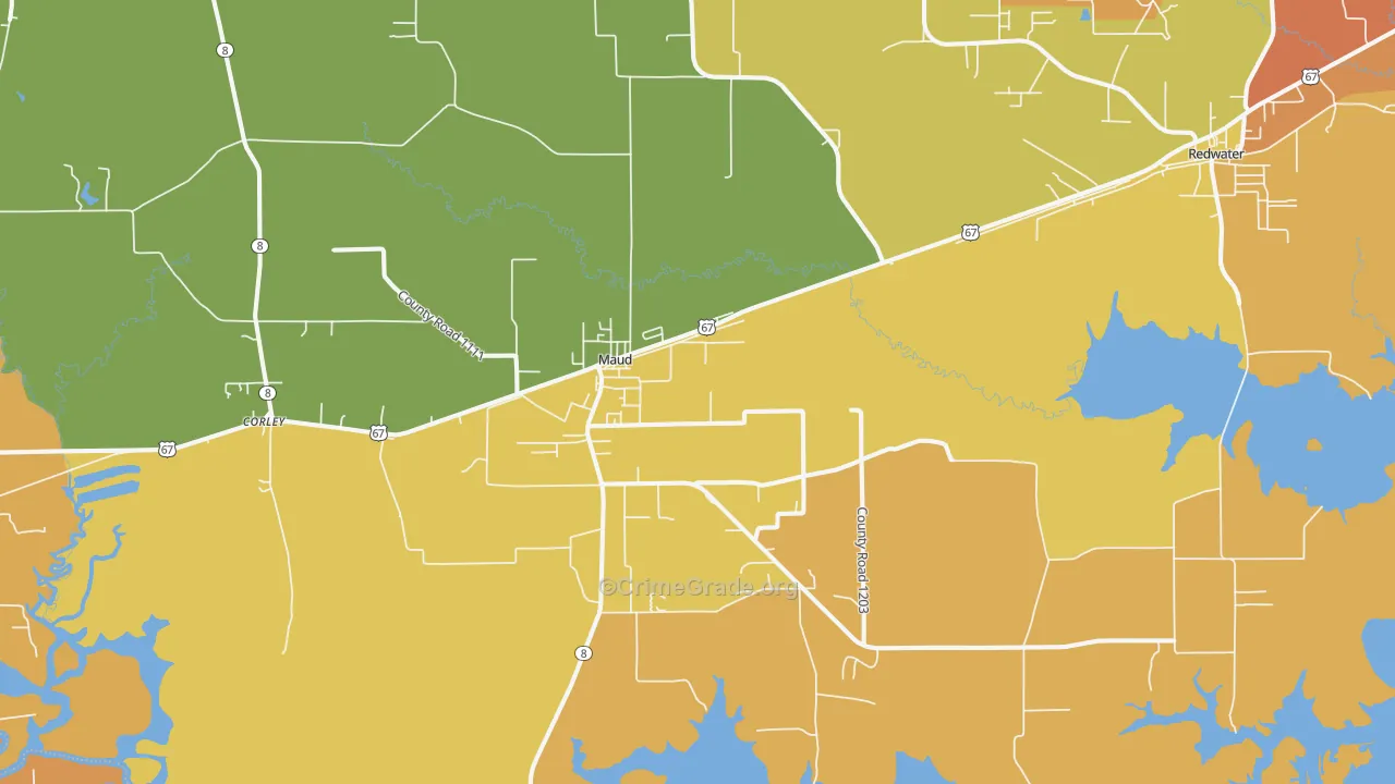 Maud, TX Map of Arson Rates