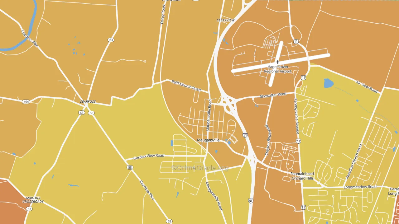 Maugansville, MD Map of Arson Rates