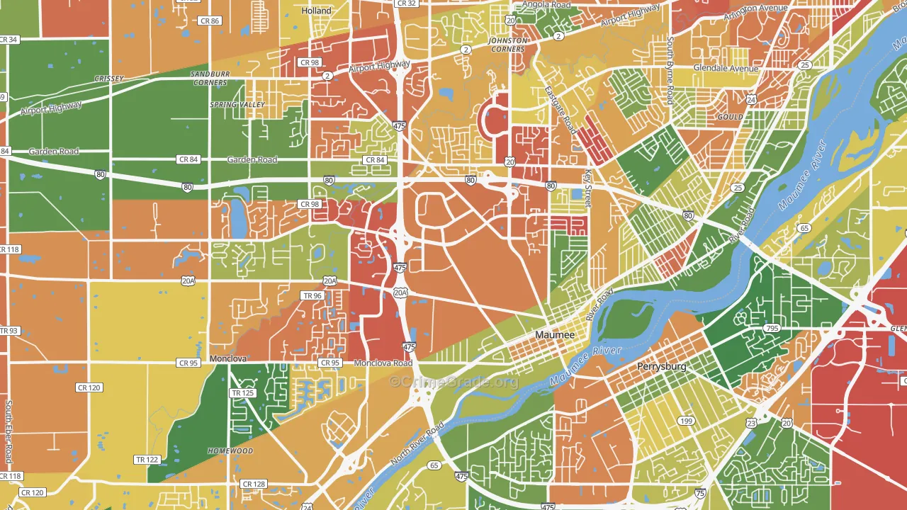 Maumee, OH Map of Arson Rates