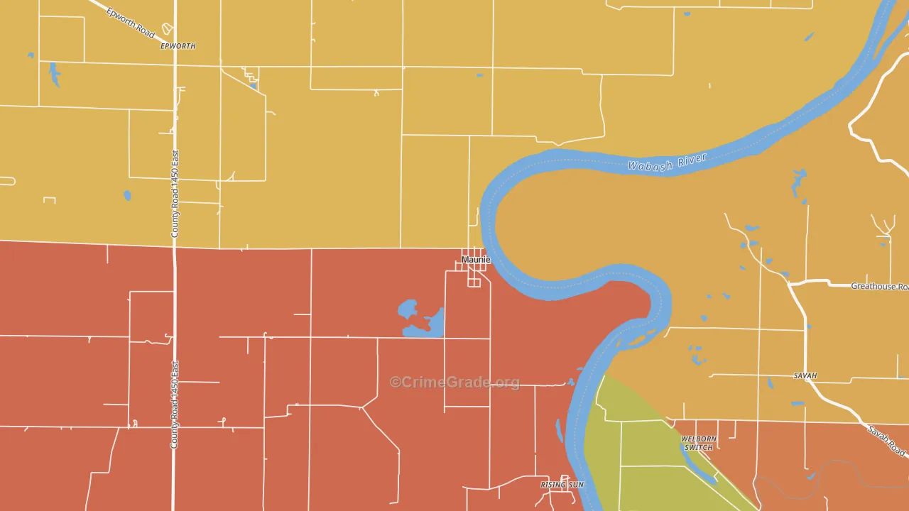 Maunie, IL Map of Arson Rates