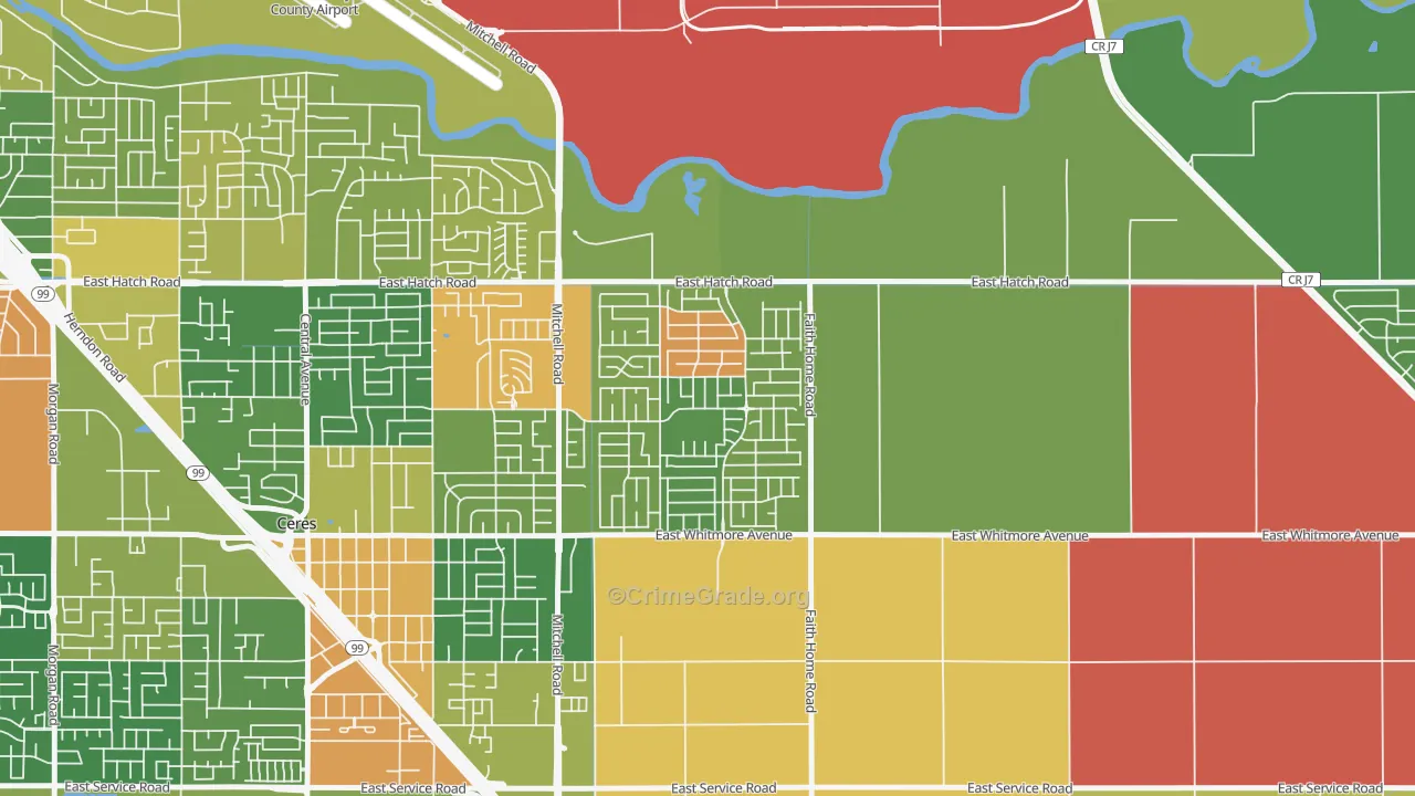 Mayfield, Ceres, CA Map of Arson Rates