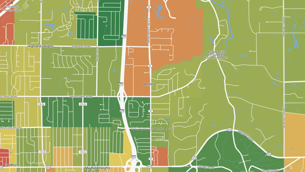 Mayfield, OH Map of Arson Rates
