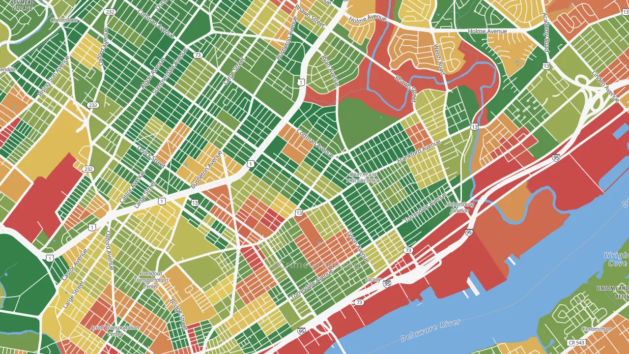 Mayfield, Philadelphia, PA Map of Arson Rates