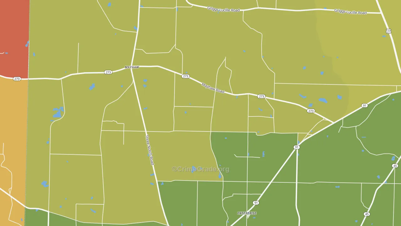 Mayhaw, GA Map of Arson Rates