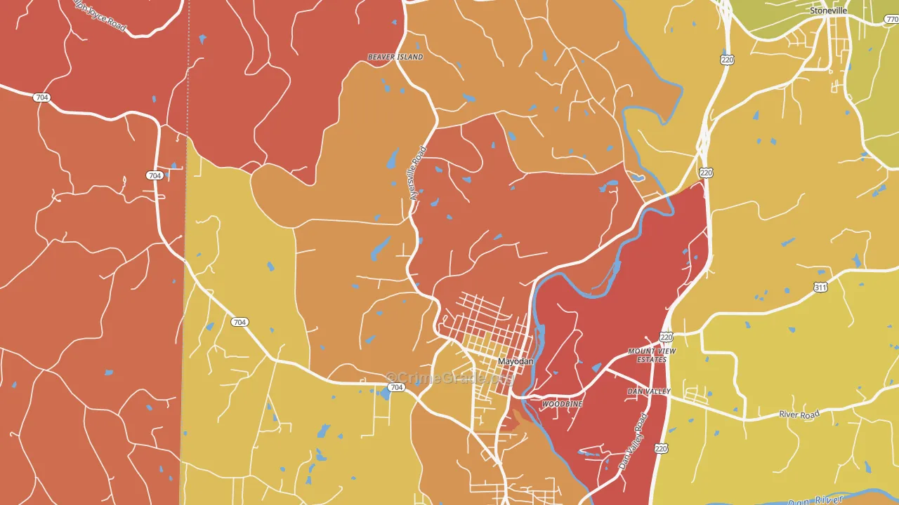Mayodan, NC Map of Arson Rates
