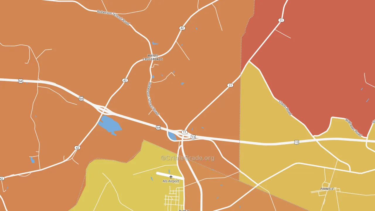 Mayos Crossroads, NC Map of Arson Rates