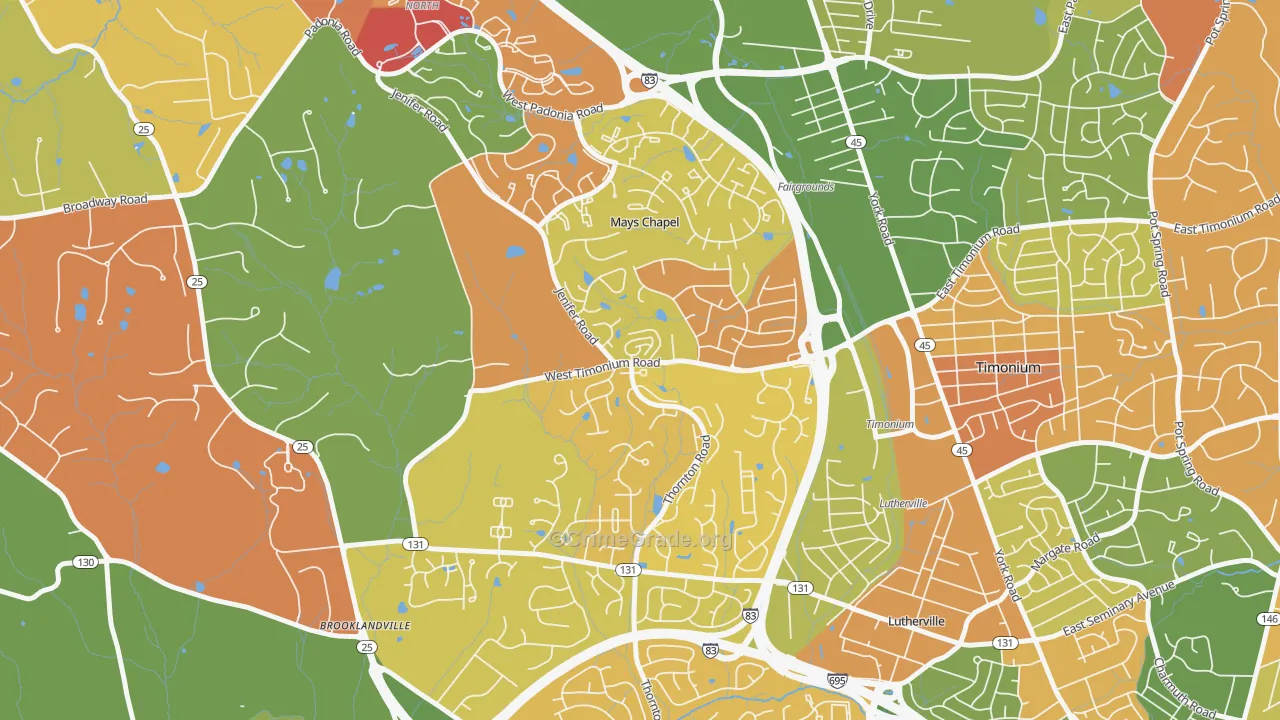 Mays Chapel, MD Map of Arson Rates