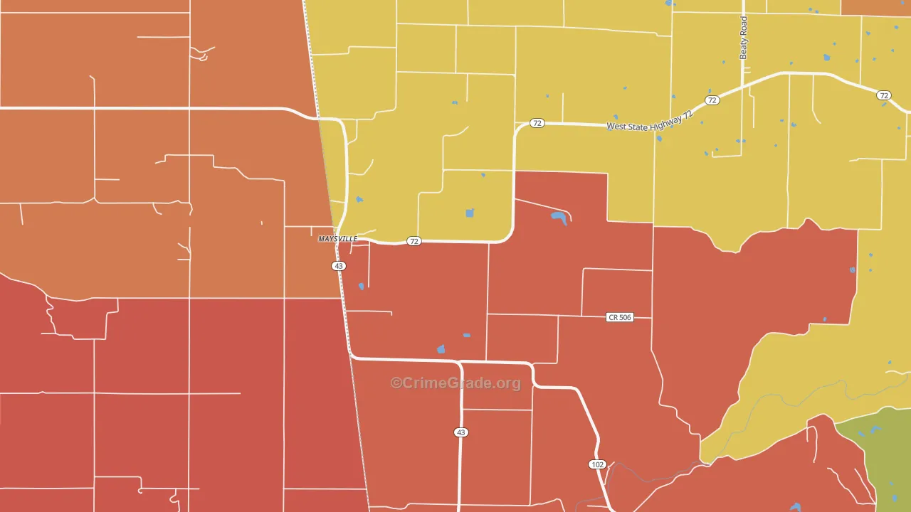 Maysville, AR Map of Arson Rates