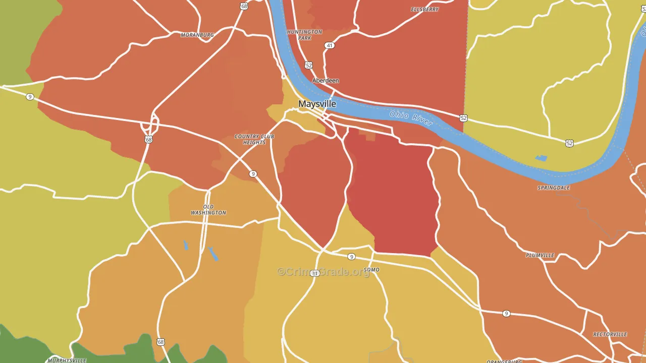 Maysville, KY Map of Arson Rates
