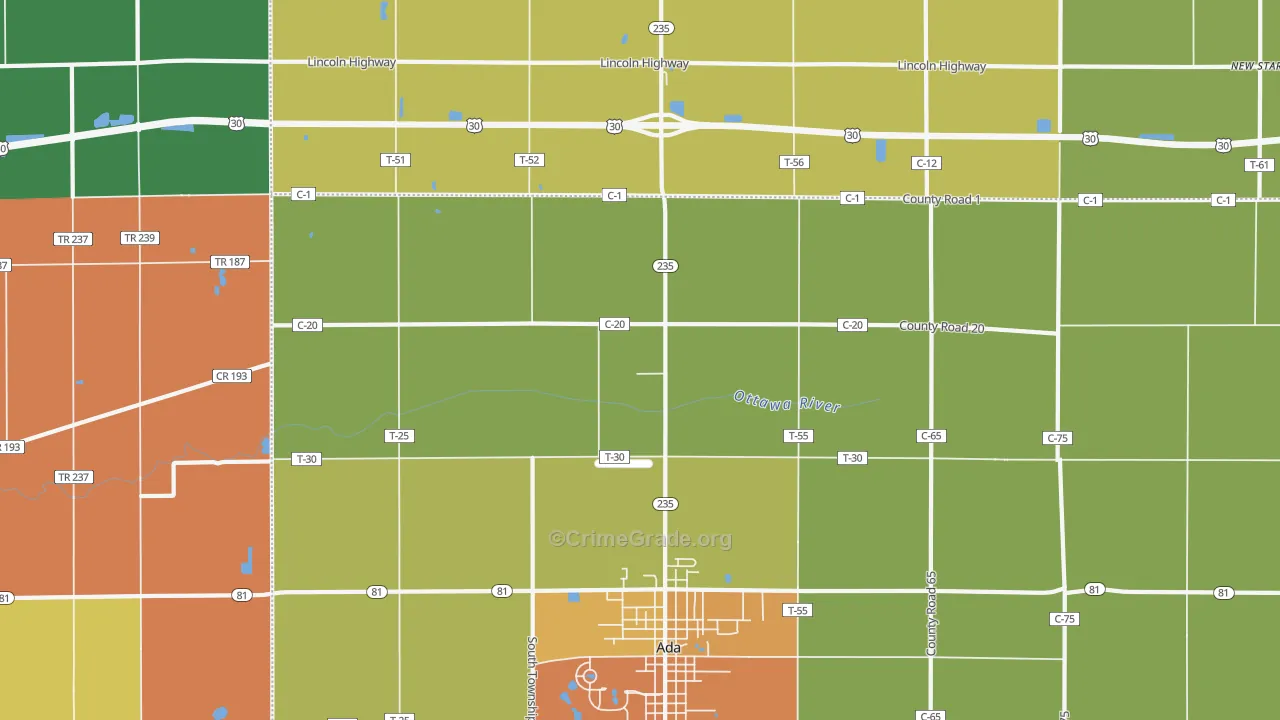 Maysville, OH Map of Arson Rates