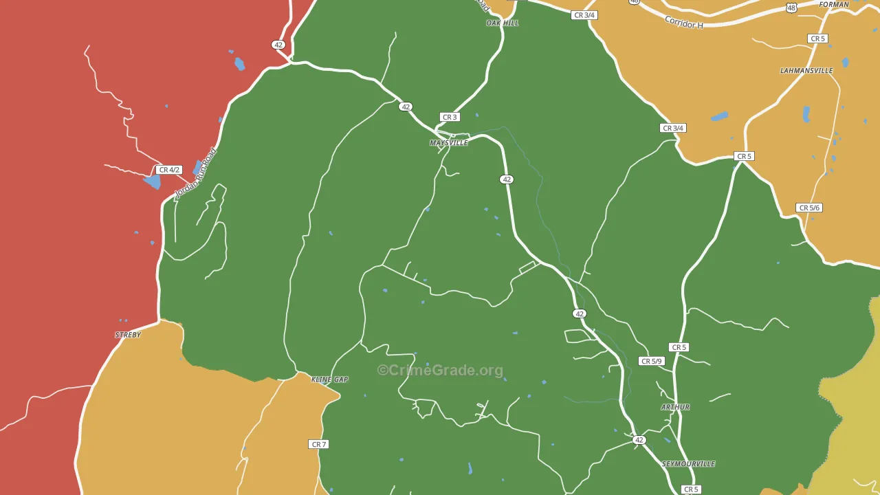 Maysville, WV Map of Arson Rates