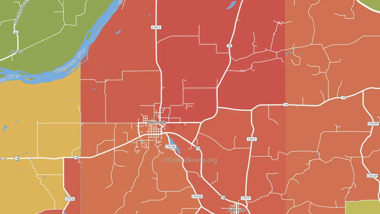 Mazomanie, WI Map of Arson Rates